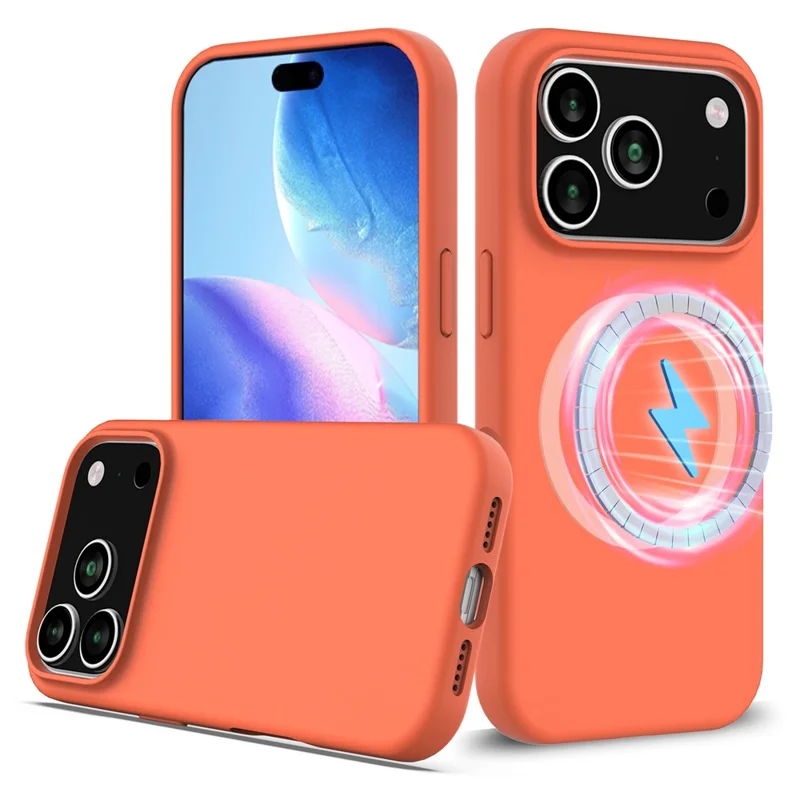 For iPhone 17 Pro Max Case Compatible with MagSafe Anti-Drop Liquid Silicone Phone Cover - Orange