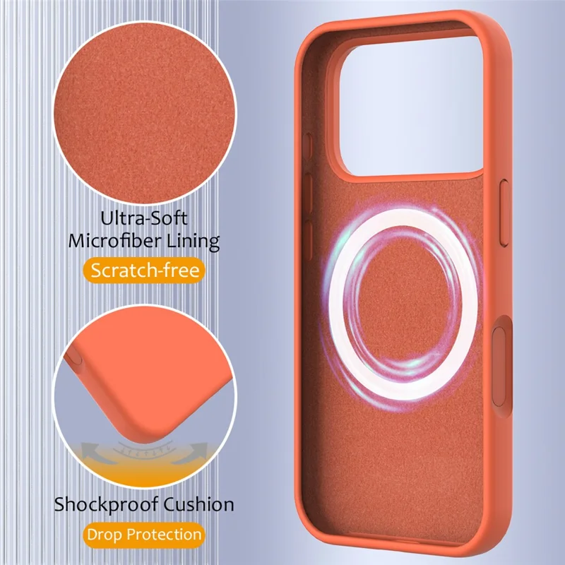For iPhone 17 Pro Max Case Compatible with MagSafe Anti-Drop Liquid Silicone Phone Cover - Orange