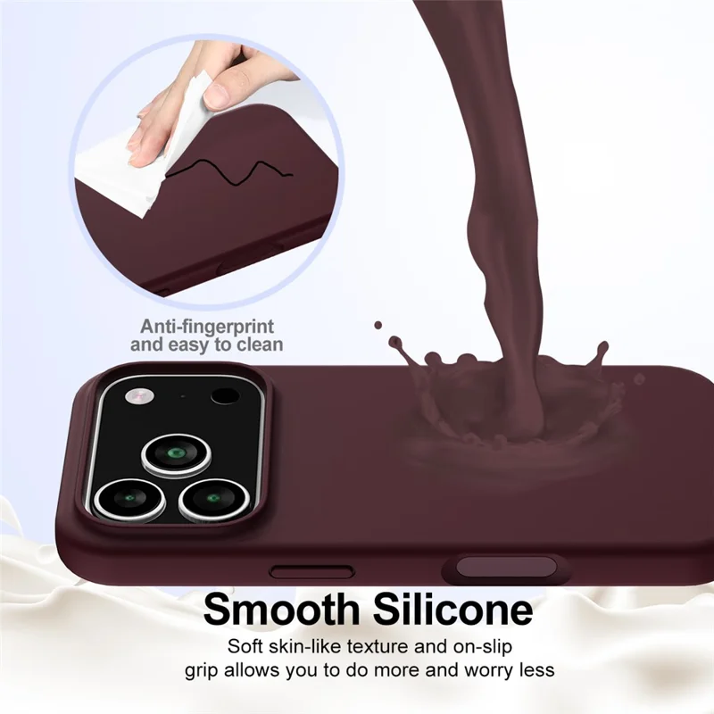 For iPhone 17 Pro Max Case Compatible with MagSafe Anti-Drop Liquid Silicone Phone Cover - Wine Red