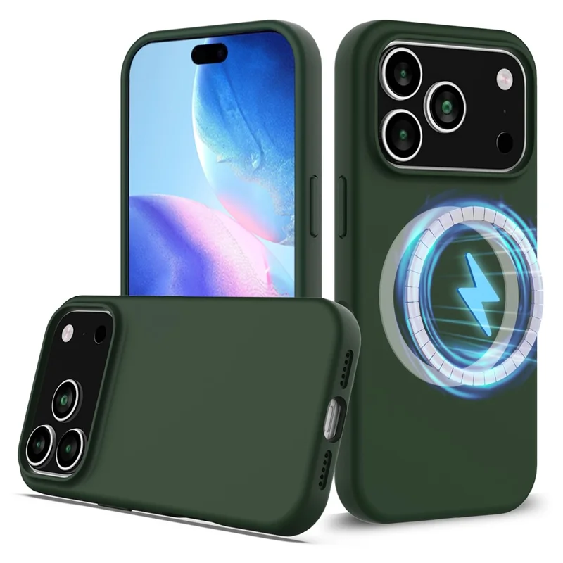 For iPhone 17 Pro Max Case Compatible with MagSafe Anti-Drop Liquid Silicone Phone Cover - Dark Green