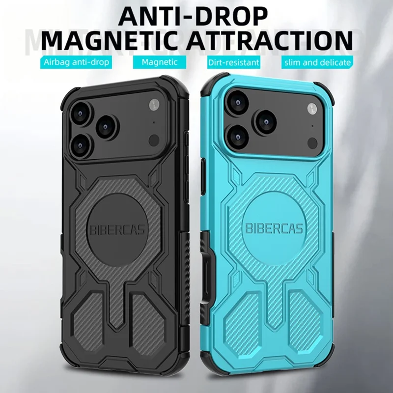 BIBERCAS J-16 Series Funda para iPhone 17 Pro Compatible con MagSafe Antigolpes TPU + PC - Negro