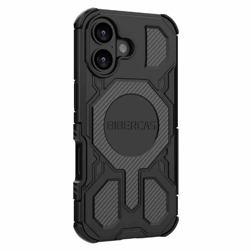 BIBERCAS J-16 Series Funda para iPhone 17 Compatible con MagSafe Antideslizante TPU + PC Carcasa para Móvil - Negro