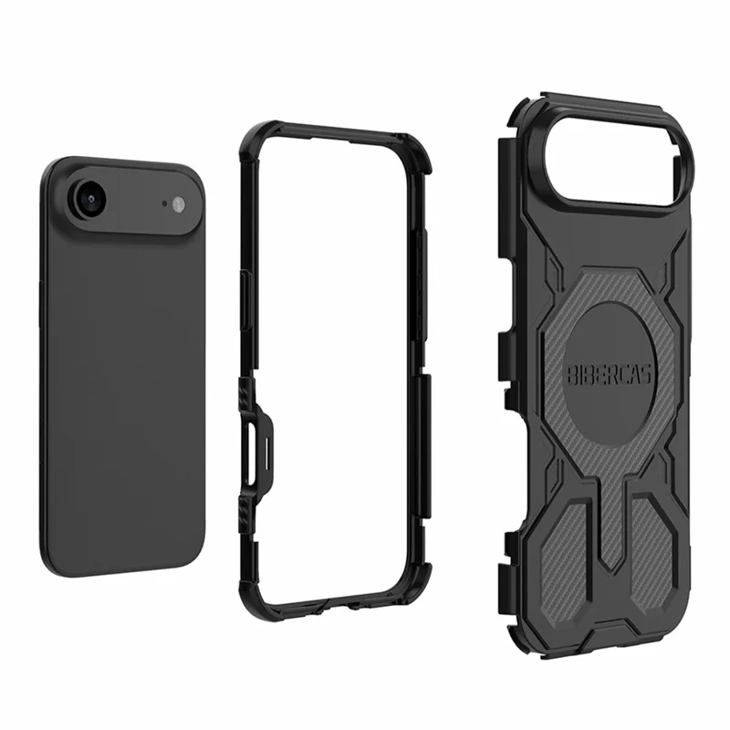 BIBERCAS J-16 Série Capa de Ar para iPhone 17 Compatível com MagSafe Antiderrapante TPU + Capa de Celular PC - Preto
