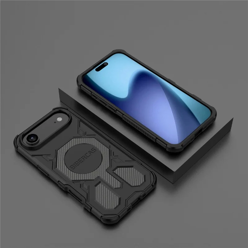 BIBERCAS J-16 Série Capa de Ar para iPhone 17 Compatível com MagSafe Antiderrapante TPU + Capa de Celular PC - Preto