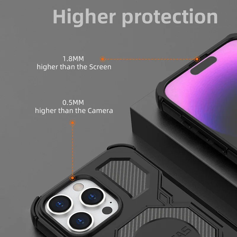 Funda BIBERCAS J-16 Series para iPhone 16 Pro Compatible con MagSafe Antigolpes TPU + PC - Negro