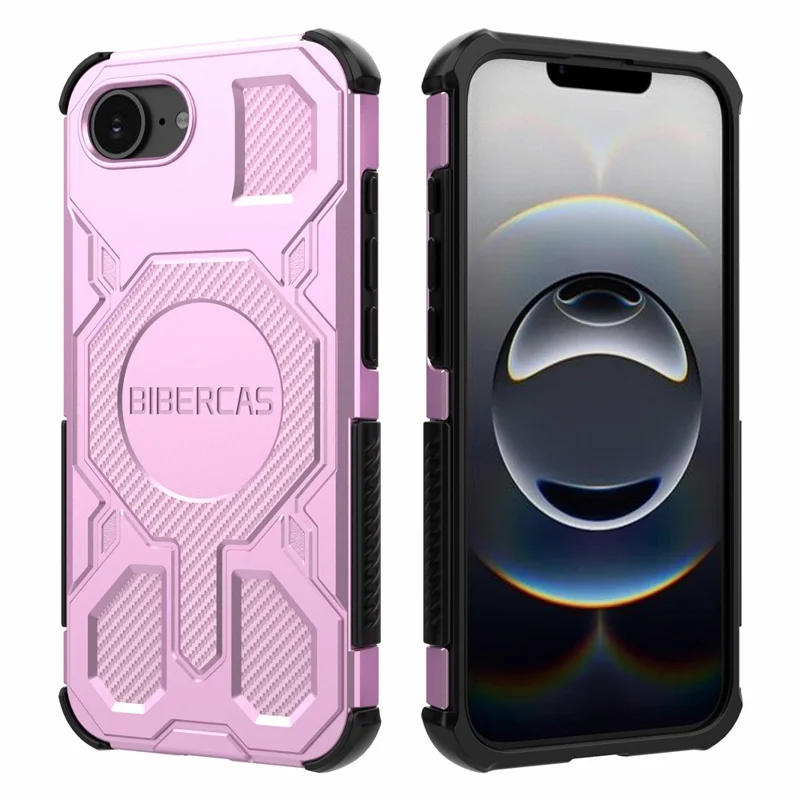 BIBERCAS Serie J-16 Custodia per iPhone 16e Compatibile con MagSafe Antiurto TPU + Custodia per telefono in PC - Rosa