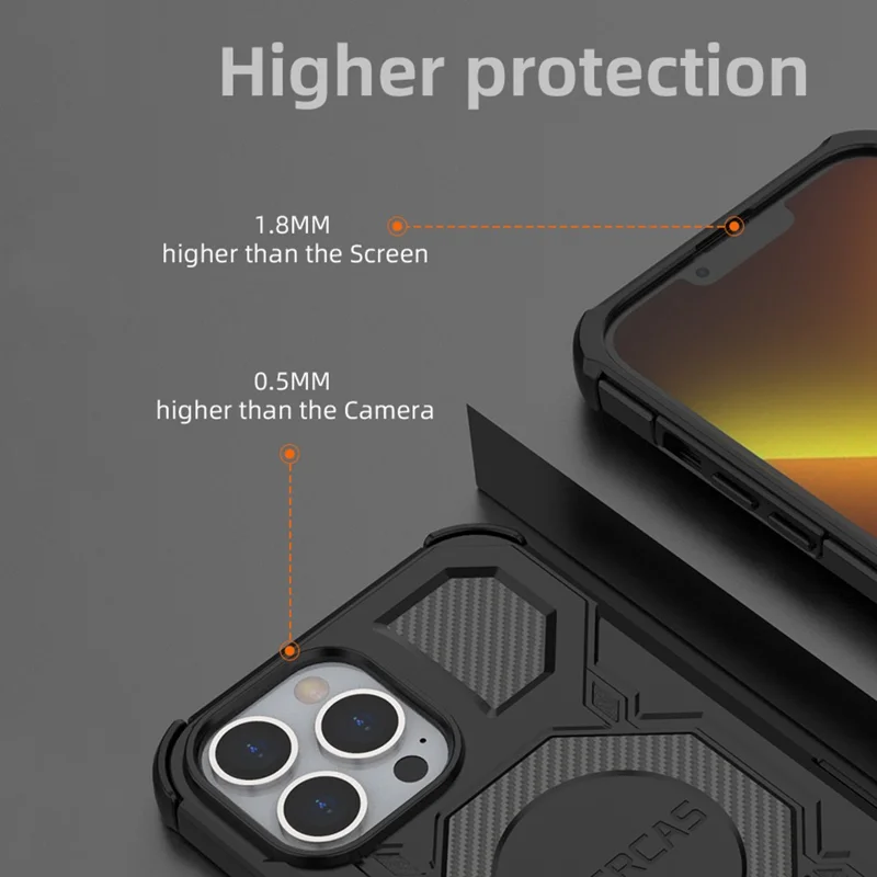 Чехол BIBERCAS J-16 Series для iPhone 13 Pro Max, совместимый с MagSafe, противоударный, из TPU + PC - Черный