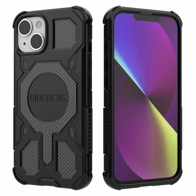 BIBERCAS For iPhone 14  /  13 Case Compatible with MagSafe Anti Drop TPU + PC Phone Cover - Black
