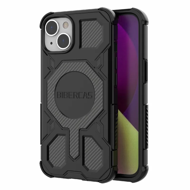 BIBERCAS For iPhone 14  /  13 Case Compatible with MagSafe Anti Drop TPU + PC Phone Cover - Black