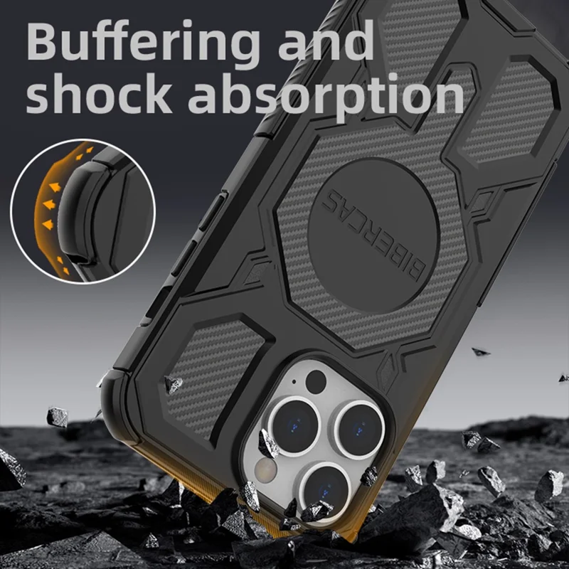 BIBERCAS J-16 Series Funda para iPhone 14 Pro Max Compatible con MagSafe Antigolpes TPU + PC - Negro