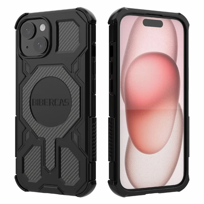 BIBERCAS J-16 Series For iPhone 15 Case Compatible with MagSafe Anti Drop TPU + PC Phone Cover - Black