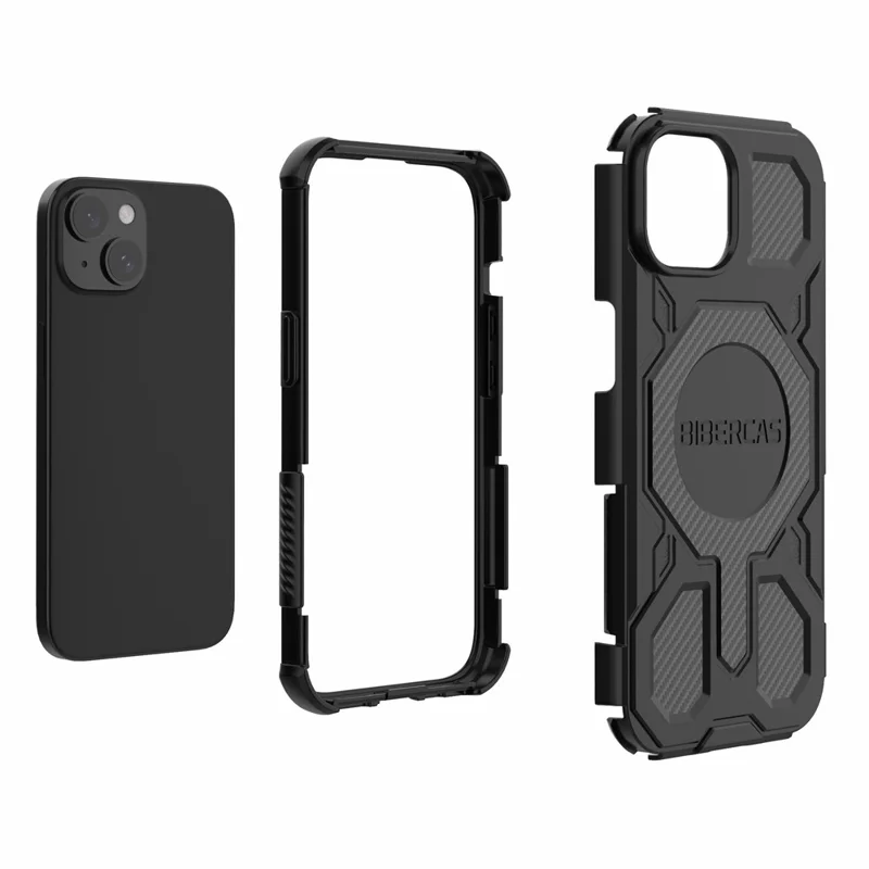 BIBERCAS J-16 Series For iPhone 15 Case Compatible with MagSafe Anti Drop TPU + PC Phone Cover - Black
