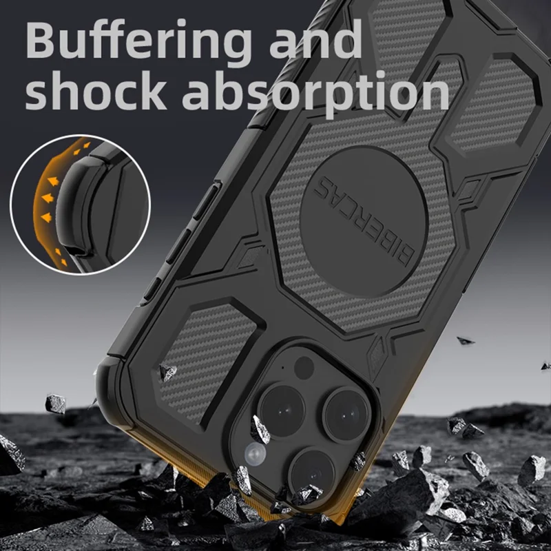 BIBERCAS J-16 Series For iPhone 15 Pro Case Compatible with MagSafe Anti Drop TPU + PC Phone Cover - Black