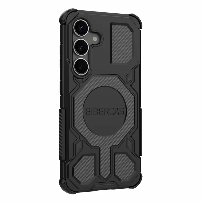 BIBERCAS J-16 Series Funda para Samsung Galaxy S25 Compatible con MagSafe Antigolpes TPU + PC - Negro