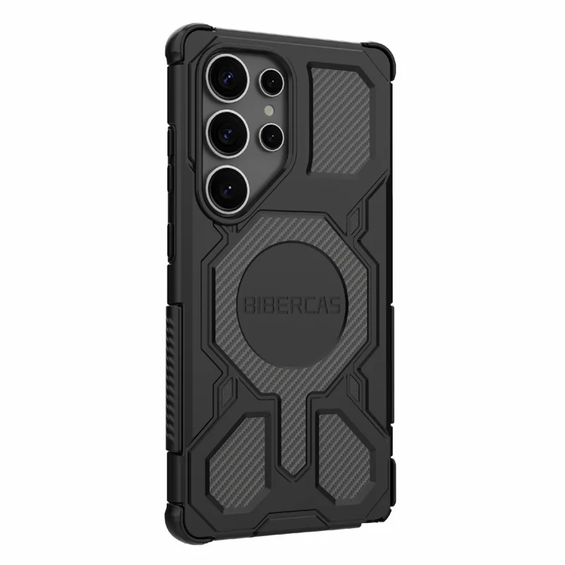 Funda BIBERCAS J-16 Series para Samsung Galaxy S25 Ultra Compatible con MagSafe Antigolpes TPU + PC - Negro