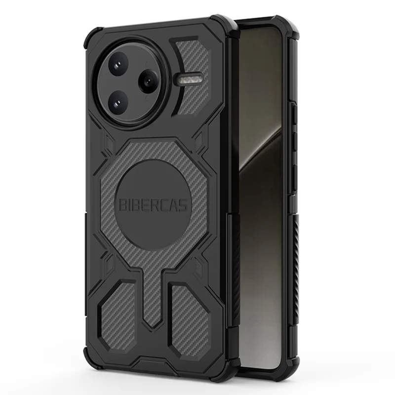 Serie BIBERCAS J-16 para Xiaomi Poco F7 Ultra 5G / Funda Redmi K80 Pro 5G compatible con MagSafe Anticaída TPU + PC Cubierta de teléfono - Negro
