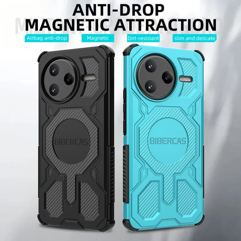 Serie BIBERCAS J-16 para Xiaomi Poco F7 Ultra 5G / Funda Redmi K80 Pro 5G compatible con MagSafe Anticaída TPU + PC Cubierta de teléfono - Negro