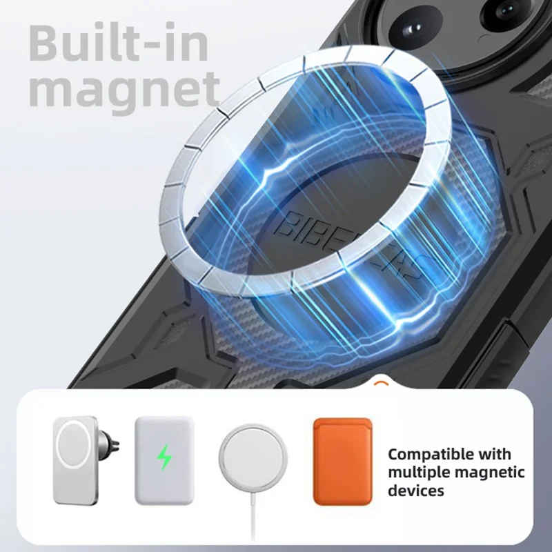 Serie BIBERCAS J-16 para Xiaomi Poco F7 Ultra 5G / Funda Redmi K80 Pro 5G compatible con MagSafe Anticaída TPU + PC Cubierta de teléfono - Negro
