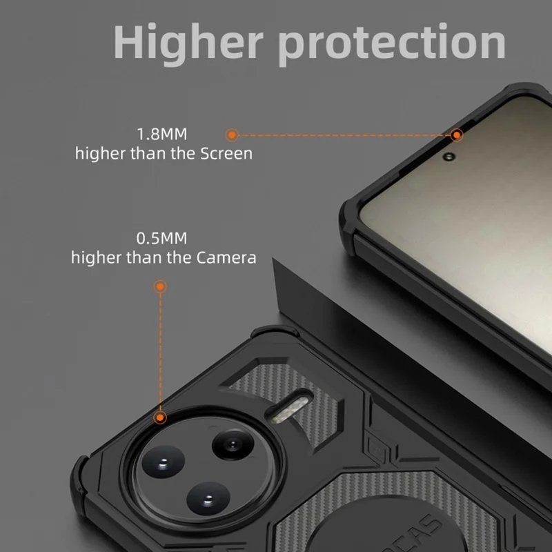 Serie BIBERCAS J-16 para Xiaomi Poco F7 Ultra 5G / Funda Redmi K80 Pro 5G compatible con MagSafe Anticaída TPU + PC Cubierta de teléfono - Negro