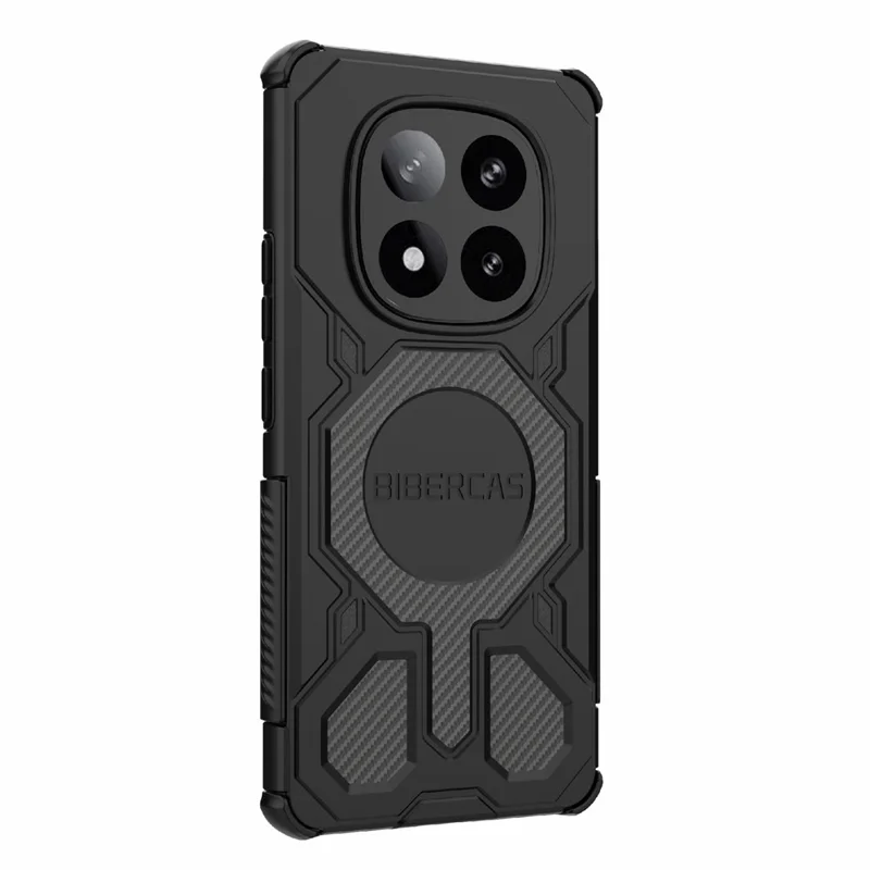 BIBERCAS J-16 Series For Xiaomi Redmi Note 14 Pro+ 5G Case Compatible with MagSafe Anti Drop TPU + PC Phone Cover - Black