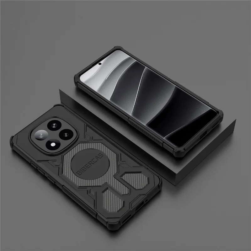BIBERCAS J-16 Series For Xiaomi Redmi Note 14 Pro+ 5G Case Compatible with MagSafe Anti Drop TPU + PC Phone Cover - Black