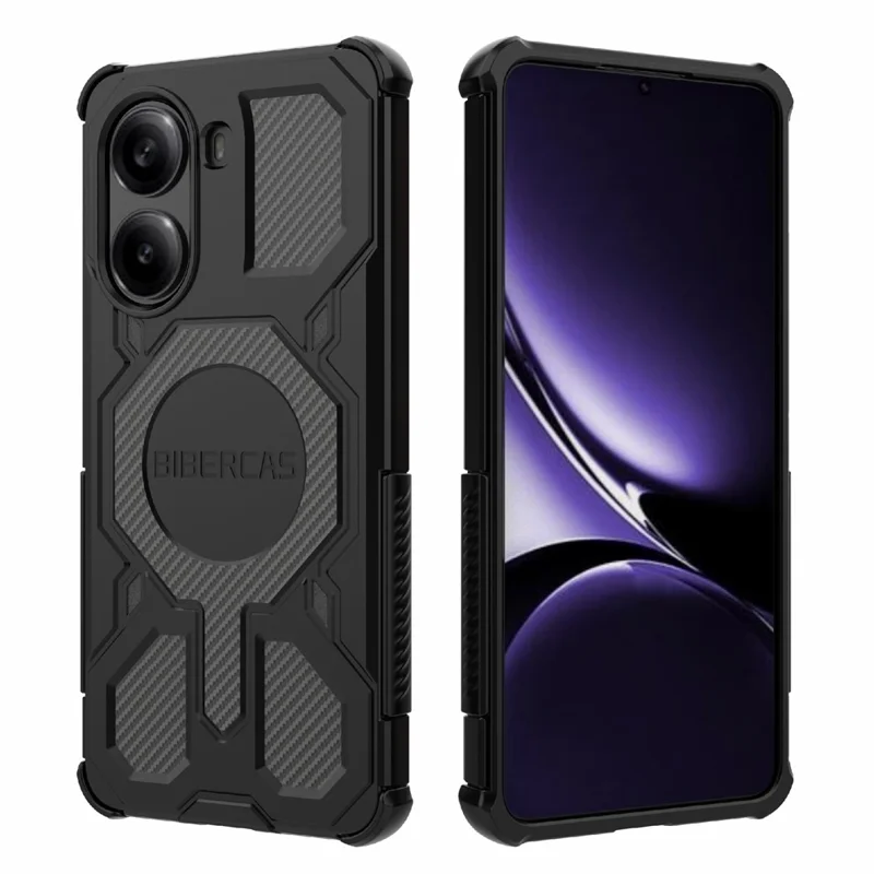 Чехол BIBERCAS J-16 Series для Xiaomi Redmi Turbo 4 5G / Poco X7 Pro 5G, совместимый с MagSafe, противоударный, из ТПУ и поликарбоната - Черный