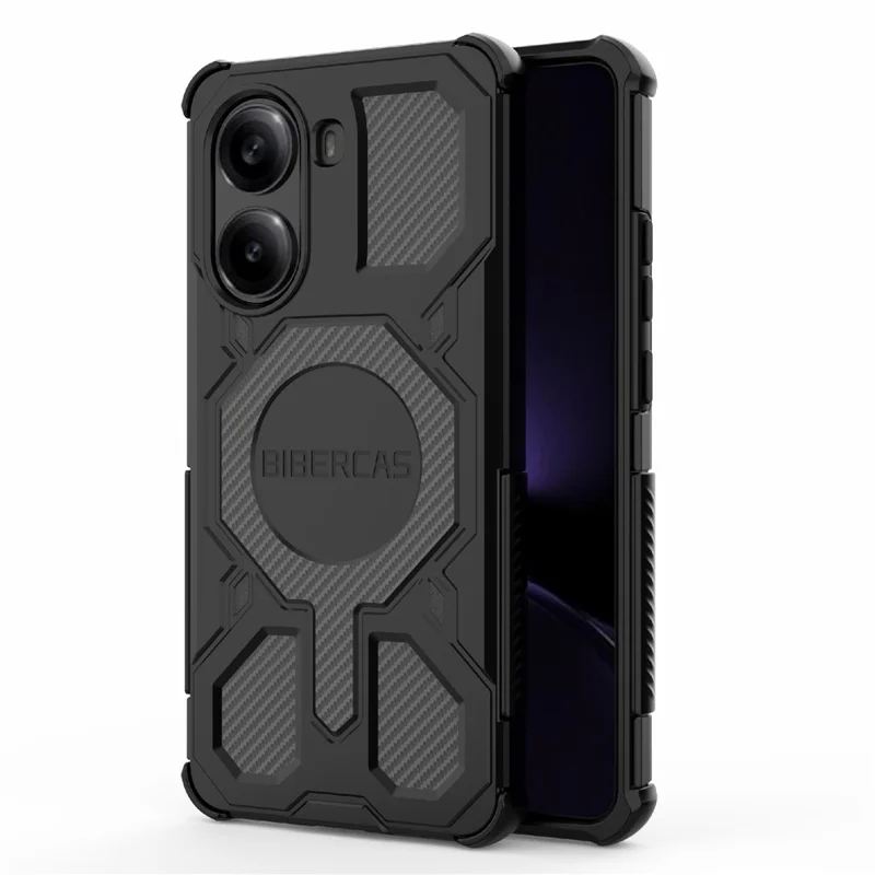 Чехол BIBERCAS J-16 Series для Xiaomi Redmi Turbo 4 5G / Poco X7 Pro 5G, совместимый с MagSafe, противоударный, из ТПУ и поликарбоната - Черный
