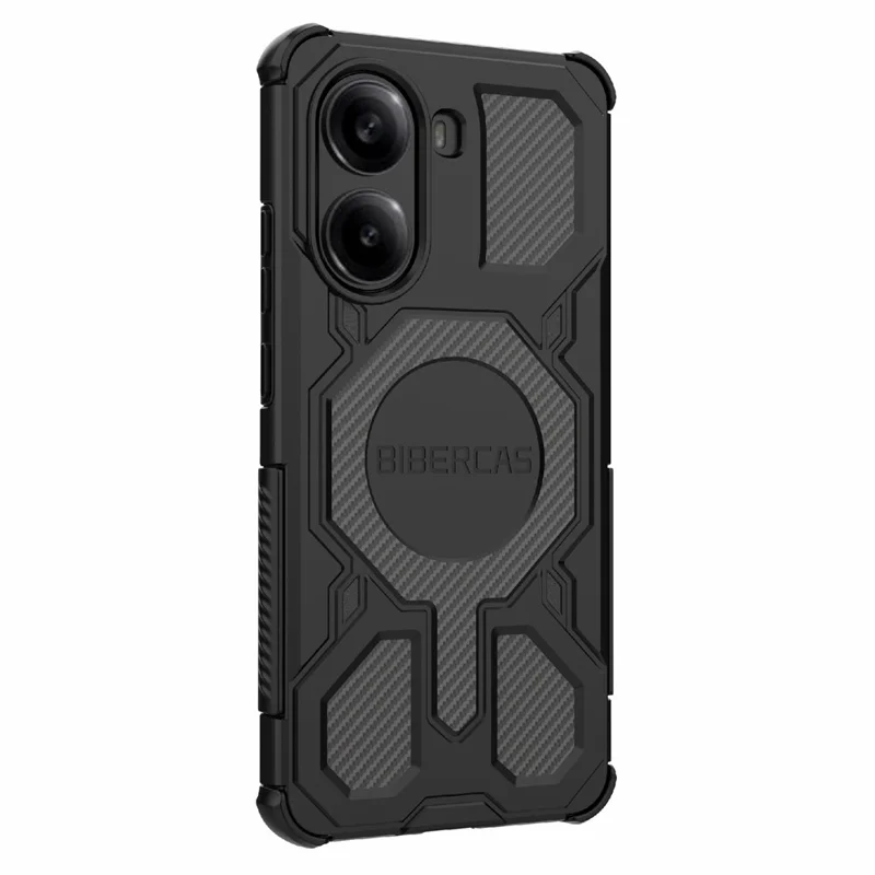 Чехол BIBERCAS J-16 Series для Xiaomi Redmi Turbo 4 5G / Poco X7 Pro 5G, совместимый с MagSafe, противоударный, из ТПУ и поликарбоната - Черный