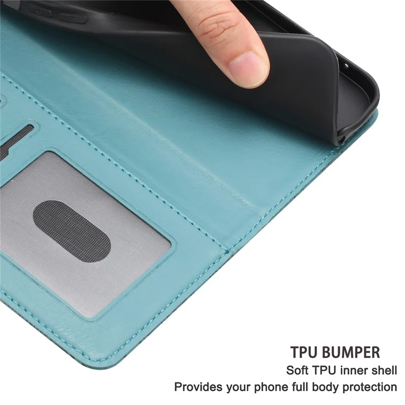 Für iPhone 17 Lufthülle Blumenprägung Leder Flip Brieftasche Handyhülle mit Handgelenkriemen - Dunkelgrün