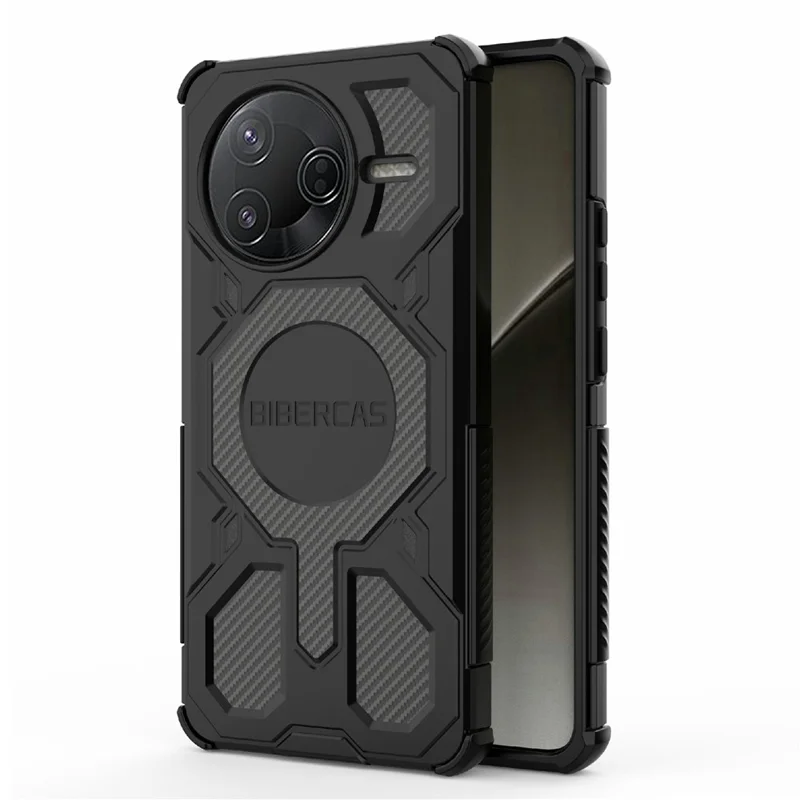 BIBERCAS J-16 Serie für Xiaomi Redmi K80 5G / Poco F7 Pro 5G Hülle Kompatibel mit MagSafe Stoßfest TPU + PC Handyhülle - Schwarz