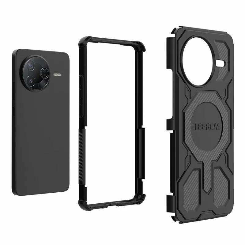 BIBERCAS J-16 Serie für Xiaomi Redmi K80 5G / Poco F7 Pro 5G Hülle Kompatibel mit MagSafe Stoßfest TPU + PC Handyhülle - Schwarz