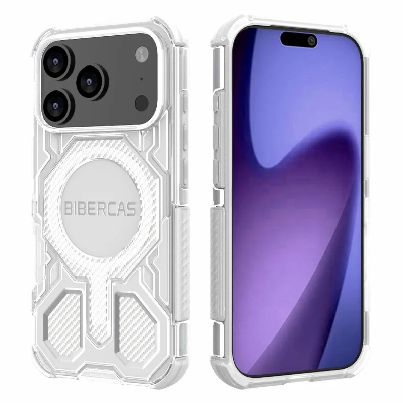 BIBERCAS J-16 Série Transparente Capa para iPhone 17 Pro Compatível com MagSafe TPU + PC - Cinza