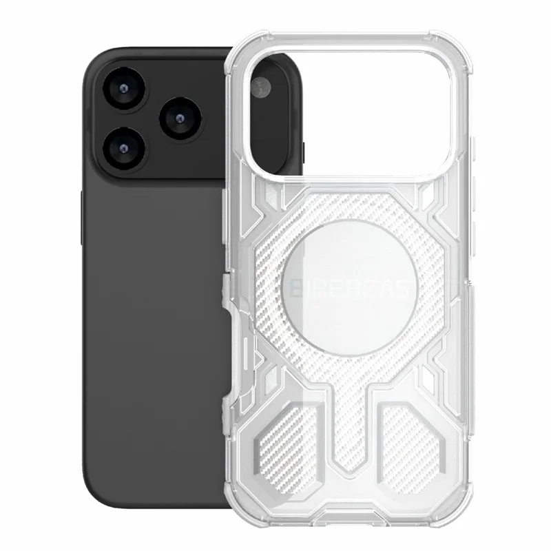 BIBERCAS J-16 Série Transparente Capa para iPhone 17 Pro Compatível com MagSafe TPU + PC - Cinza