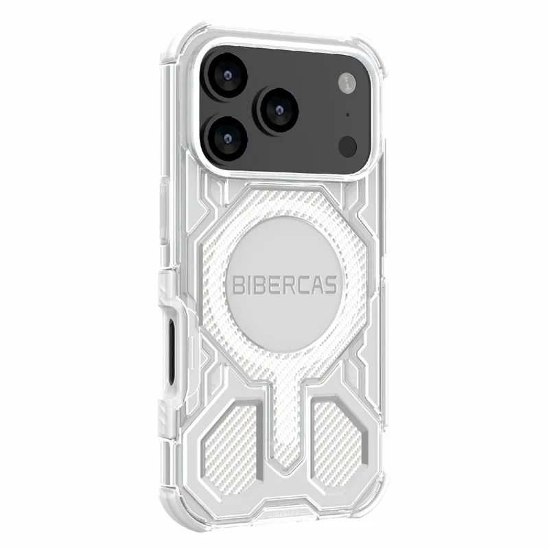 BIBERCAS J-16 Série Transparente Capa para iPhone 17 Pro Compatível com MagSafe TPU + PC - Cinza