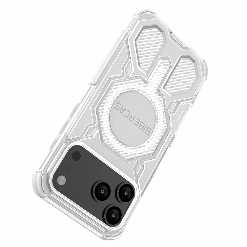 BIBERCAS J-16 Série Transparente Para Capa de iPhone 17 Pro Max Compatível com MagSafe TPU + PC Capa de Telefone - Cinza