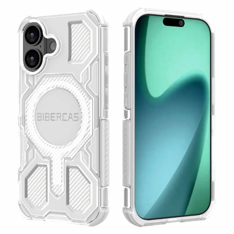 BIBERCAS J-16 Transparent Series For iPhone 17 Case Compatible with MagSafe TPU + PC Phone Cover - Grey