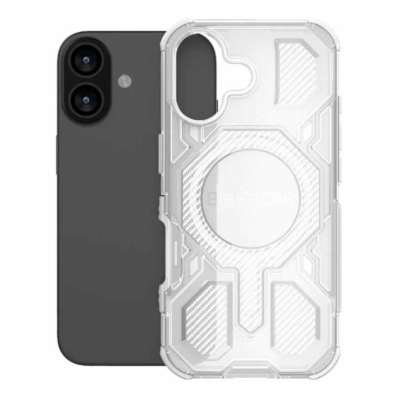 BIBERCAS J-16 Transparent Series For iPhone 17 Case Compatible with MagSafe TPU + PC Phone Cover - Grey