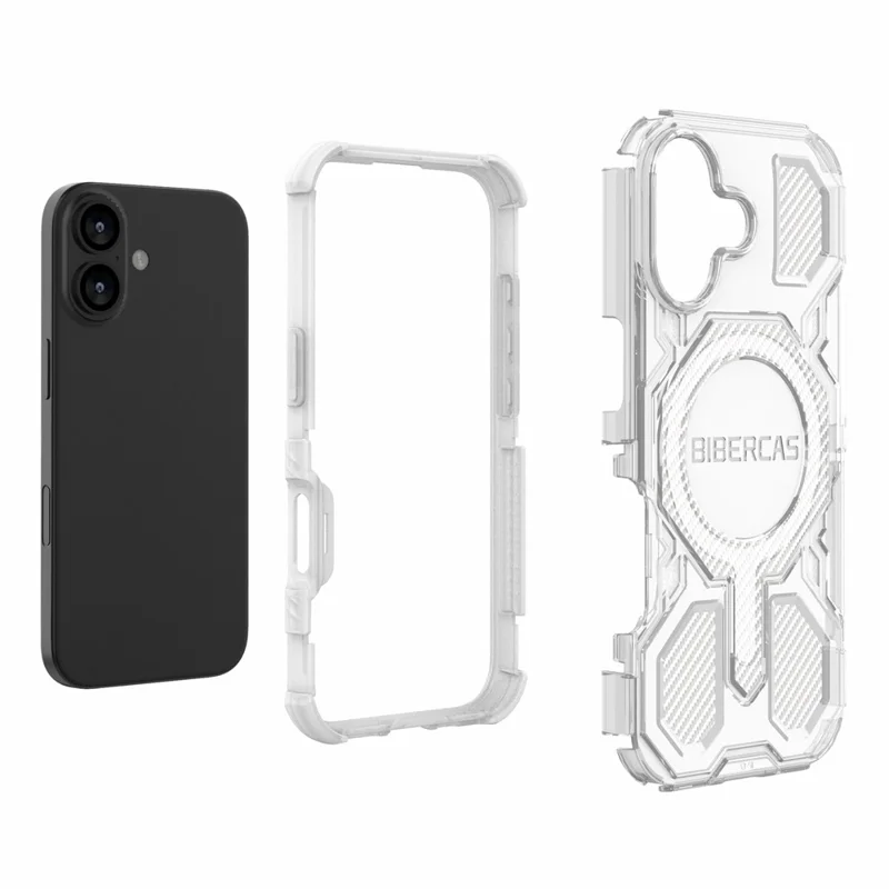 BIBERCAS J-16 Transparent Series For iPhone 17 Case Compatible with MagSafe TPU + PC Phone Cover - Grey
