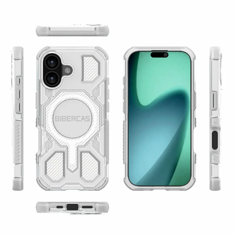 BIBERCAS J-16 Transparent Series For iPhone 17 Case Compatible with MagSafe TPU + PC Phone Cover - Grey