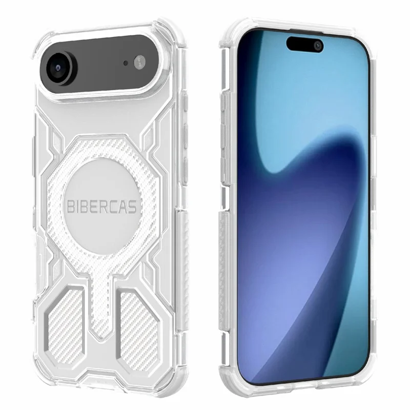 BIBERCAS J-16 Прозрачный чехол для iPhone 17 с поддержкой MagSafe, TPU + PC - Серый