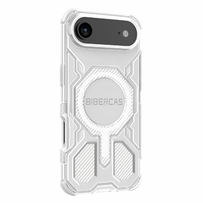BIBERCAS J-16 Прозрачный чехол для iPhone 17 с поддержкой MagSafe, TPU + PC - Серый
