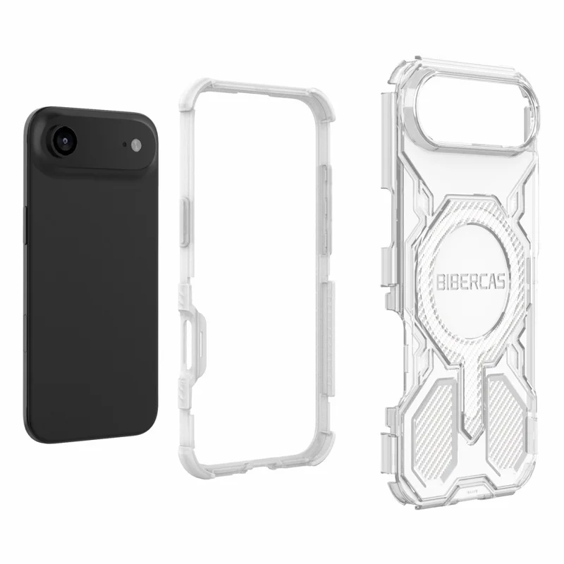 BIBERCAS J-16 Прозрачный чехол для iPhone 17 с поддержкой MagSafe, TPU + PC - Серый