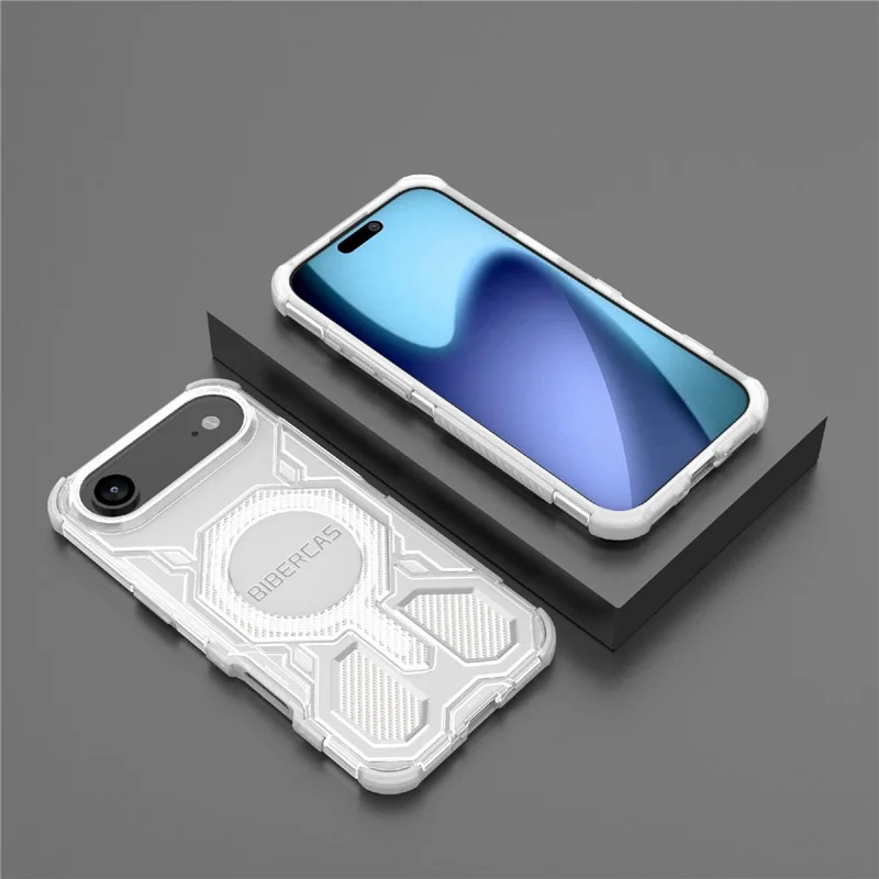 BIBERCAS J-16 Прозрачный чехол для iPhone 17 с поддержкой MagSafe, TPU + PC - Серый