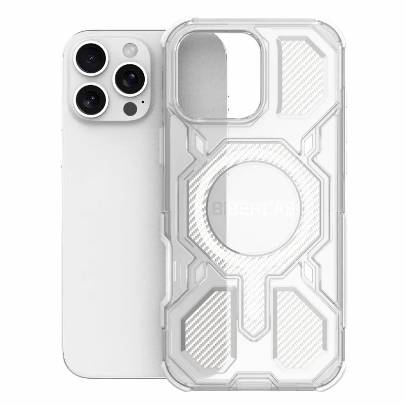BIBERCAS J-16 Transparent Series For iPhone 16 Pro Max Case Compatible with MagSafe TPU + PC Phone Cover - Grey