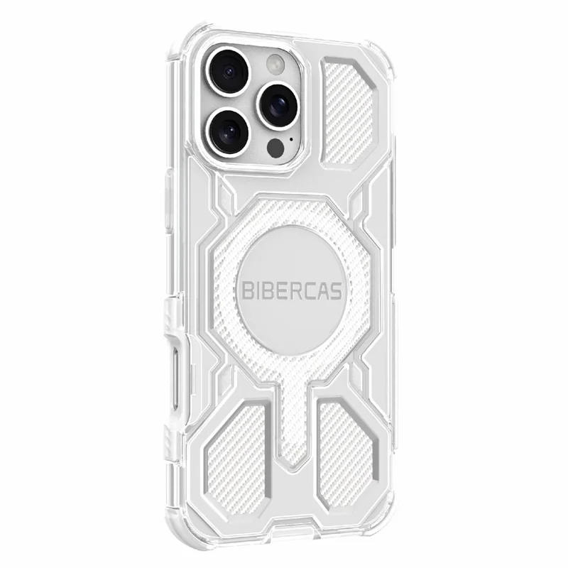 BIBERCAS J-16 Transparent Series For iPhone 16 Pro Max Case Compatible with MagSafe TPU + PC Phone Cover - Grey