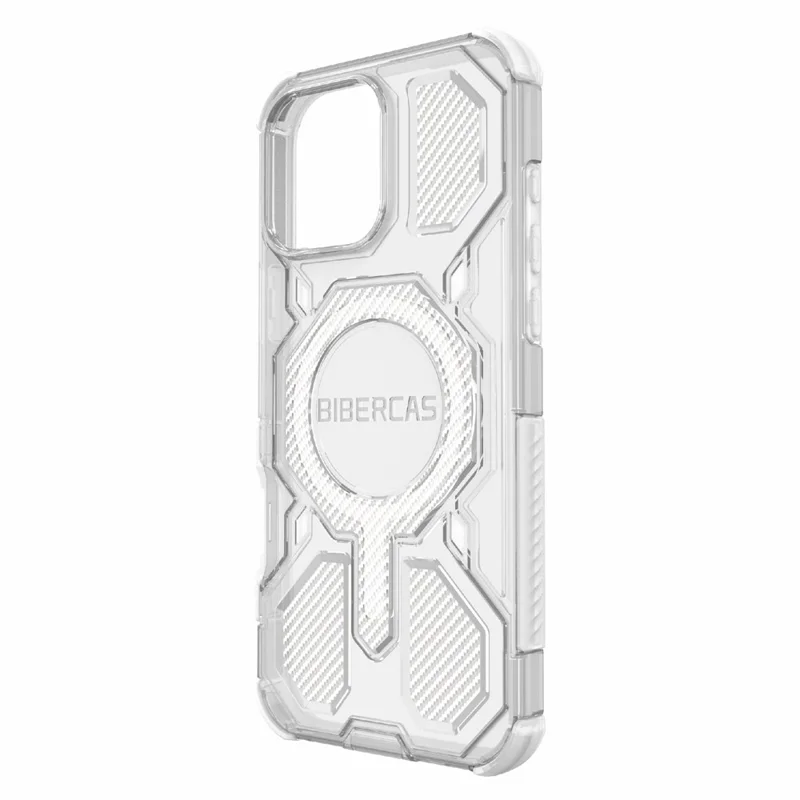 BIBERCAS J-16 Transparent Series For iPhone 16 Pro Max Case Compatible with MagSafe TPU + PC Phone Cover - Grey
