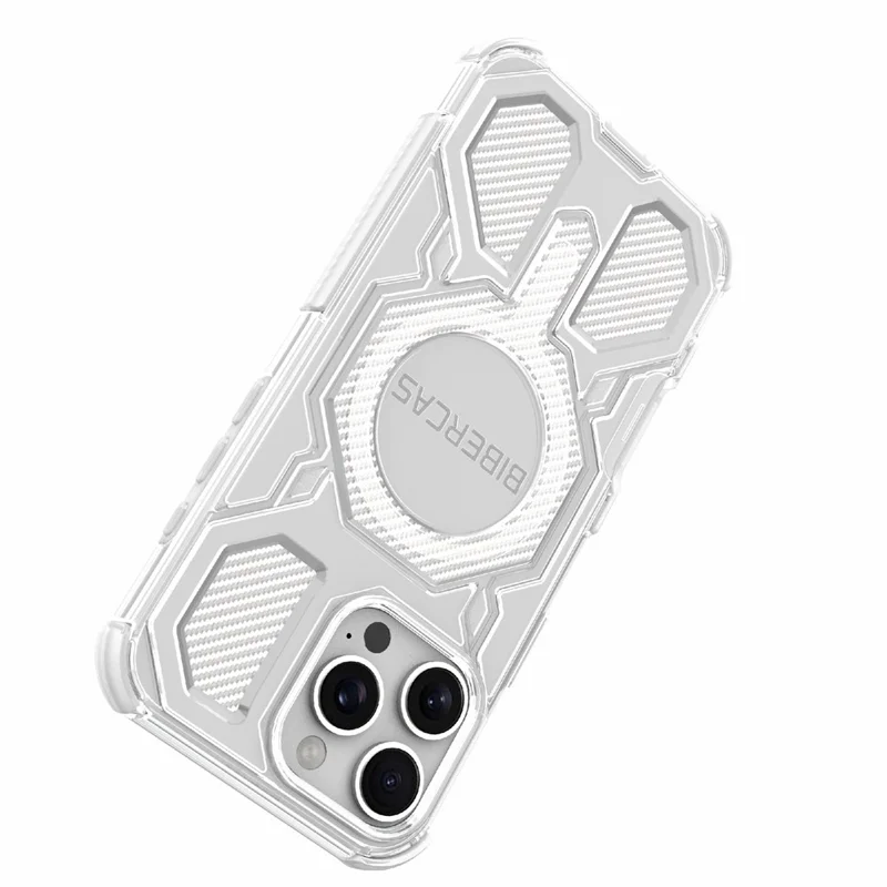 BIBERCAS J-16 Transparent Series For iPhone 16 Pro Max Case Compatible with MagSafe TPU + PC Phone Cover - Grey