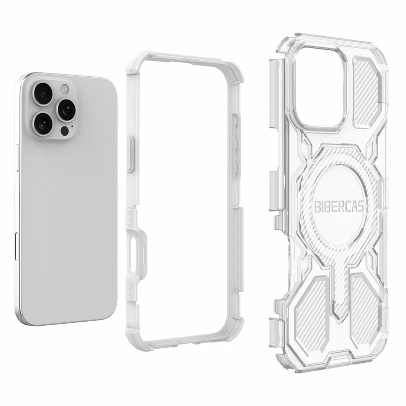 BIBERCAS J-16 Transparent Series For iPhone 16 Pro Max Case Compatible with MagSafe TPU + PC Phone Cover - Grey