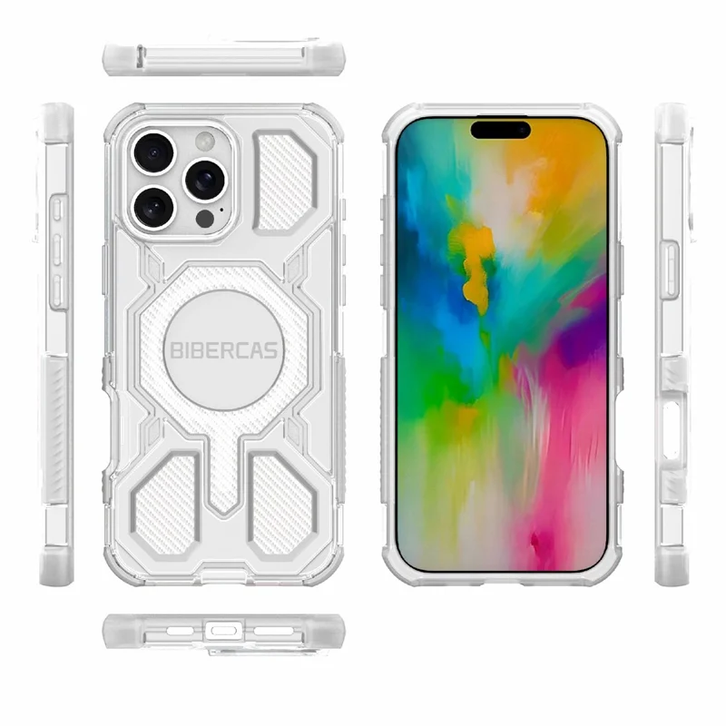 BIBERCAS J-16 Transparent Series For iPhone 16 Pro Max Case Compatible with MagSafe TPU + PC Phone Cover - Grey