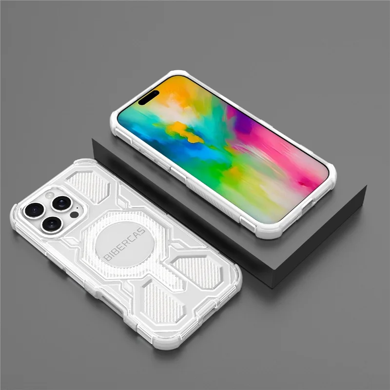 BIBERCAS J-16 Transparent Series For iPhone 16 Pro Max Case Compatible with MagSafe TPU + PC Phone Cover - Grey